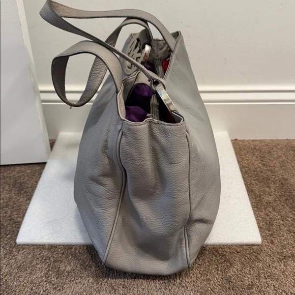 Michael Kors Silver Logo Gray Shoulder Bag purse - Picture 2 of 9